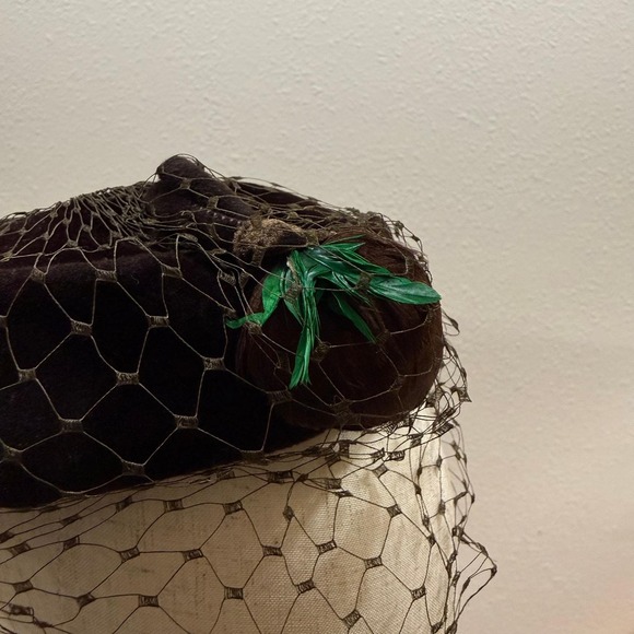 Vintage 50s Evelyn Varon Old Hollywood‎ Glamor Birdcage Veil Pillbox Beret Hat main image 9
